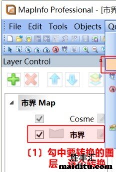 Mapinfo打开需要转换的tab图层