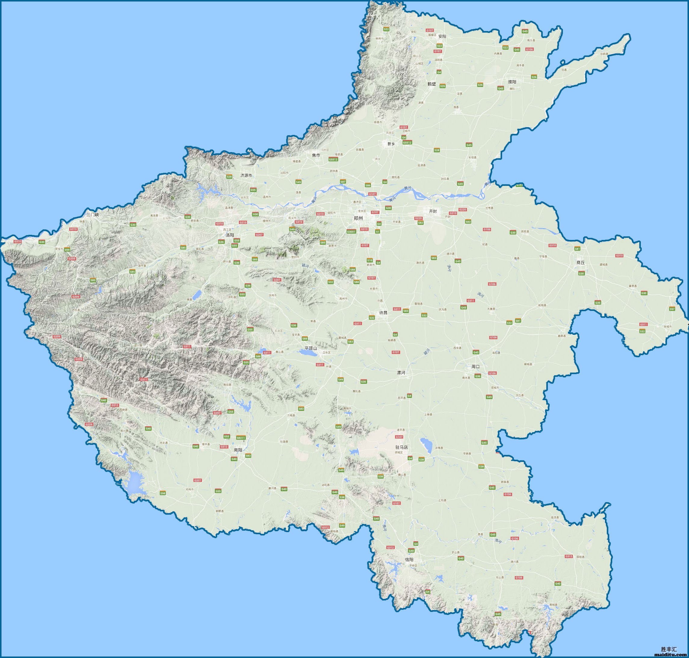 河南省地形地貌图